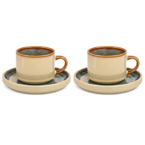 Zestaw filiżanek ceramicznych 180 ml szaro-beżowy