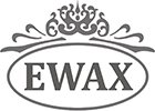 Ewax logo, czarno-biały znak firmowy z eleganckim napisem Ewax i ozdobnym ornamentem, symbol jakości i tradycji w ceramice i szkle kuchennym.