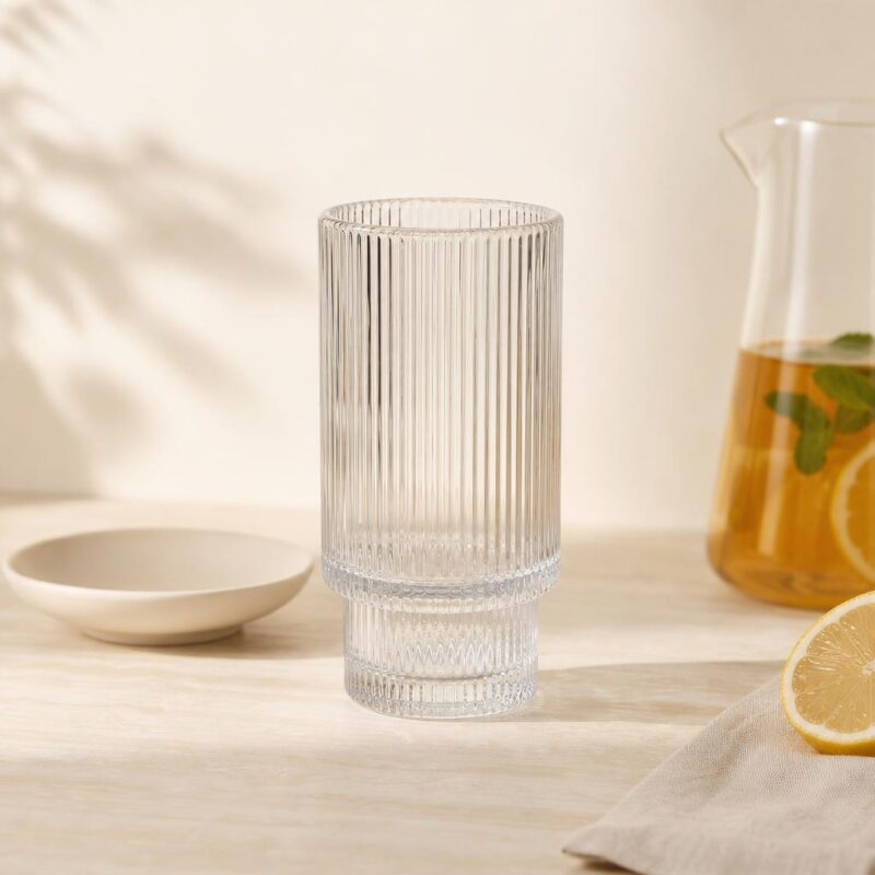 Szklanka ryflowana wysoka 450 ml Wcięta