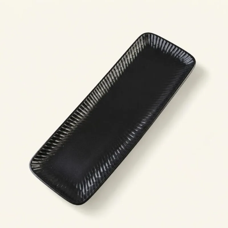 Półmisek ceramiczny prostokątny 25 cm Ombres Black czarny