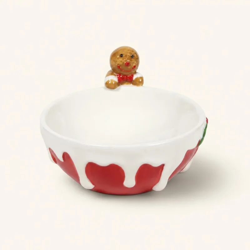 Miska ceramiczna 17 cm Deco Xmas biało-czerwona