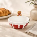 Miska ceramiczna 17 cm Deco Xmas biało-czerwona