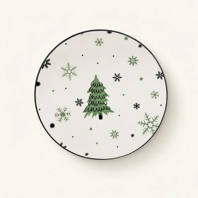 Talerz deserowy ceramiczny 19 cm Zimowe Drzewko