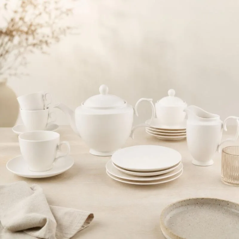 Serwis kawowy porcelanowy 21 el. MariaPaula kremowy