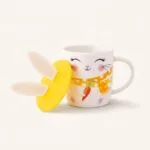 Kubek porcelanowy z pokrywką 400 ml Uśmiechnięty Zajączek