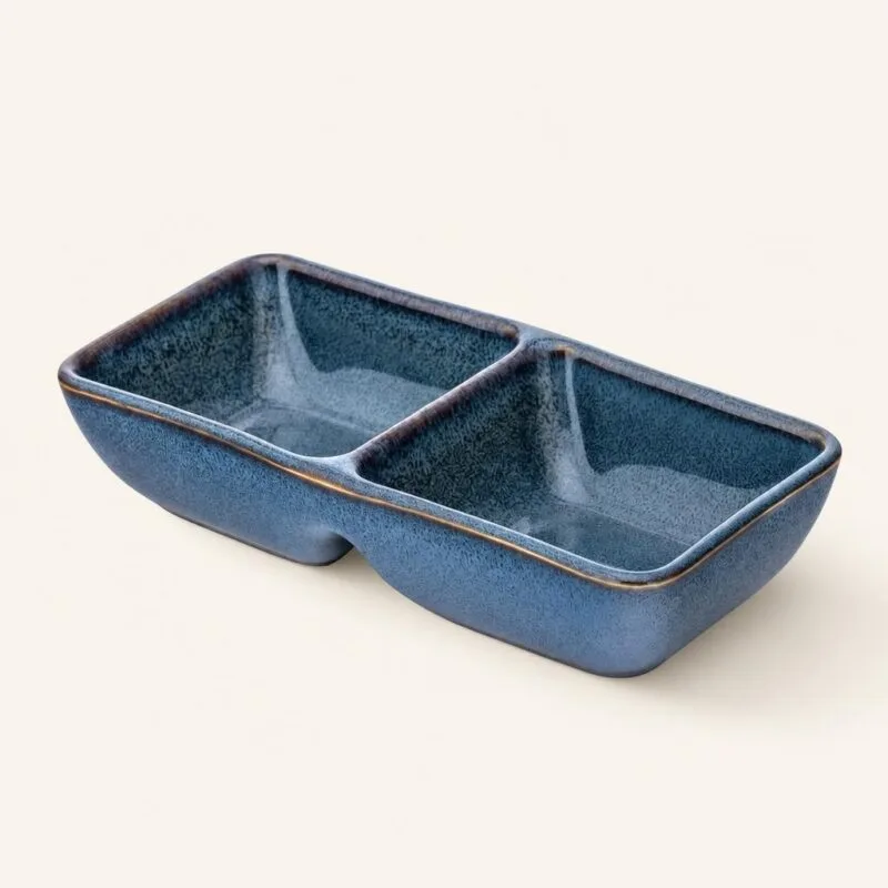 Naczynie 2-dzielne do dipów porcelana granatowe 14 cm