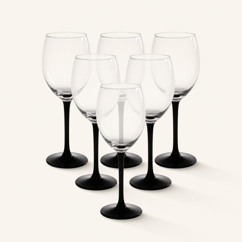 dz-graf-0103006262-cream-1 Kieliszki do wina czerwonego 330 ml Onyx czarna nóżka 6 szt.
