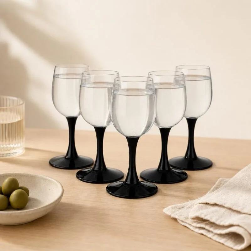 Kieliszki do wódki 35 ml Onyx czarna nóżka 6 szt.
