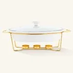 Naczynie porcelanowe z podgrzewaczem 1,5 L Regular złote
