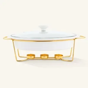 Naczynie porcelanowe z podgrzewaczem 1,5 L Regular złote