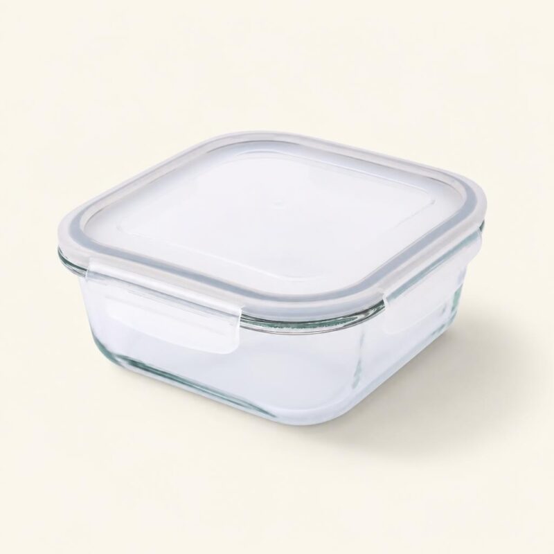 dz-graf-0203018499-cream Pojemnik szklany kwadratowy z pokrywką 1,1 L Fresh