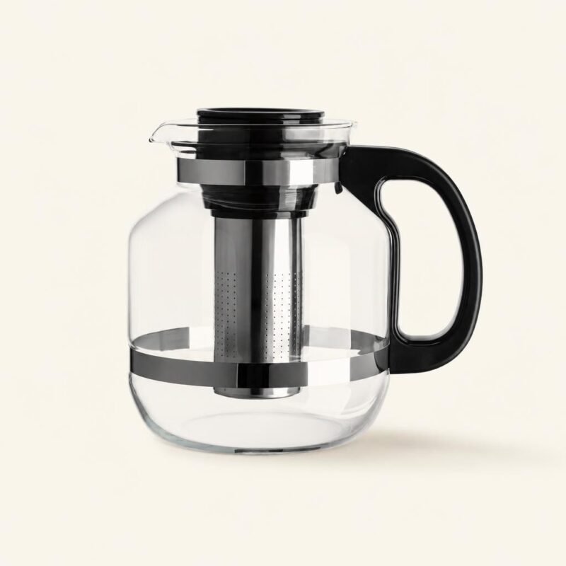 Dzbanek z zaparzaczem Sencha szklany czarny, 2,6 l