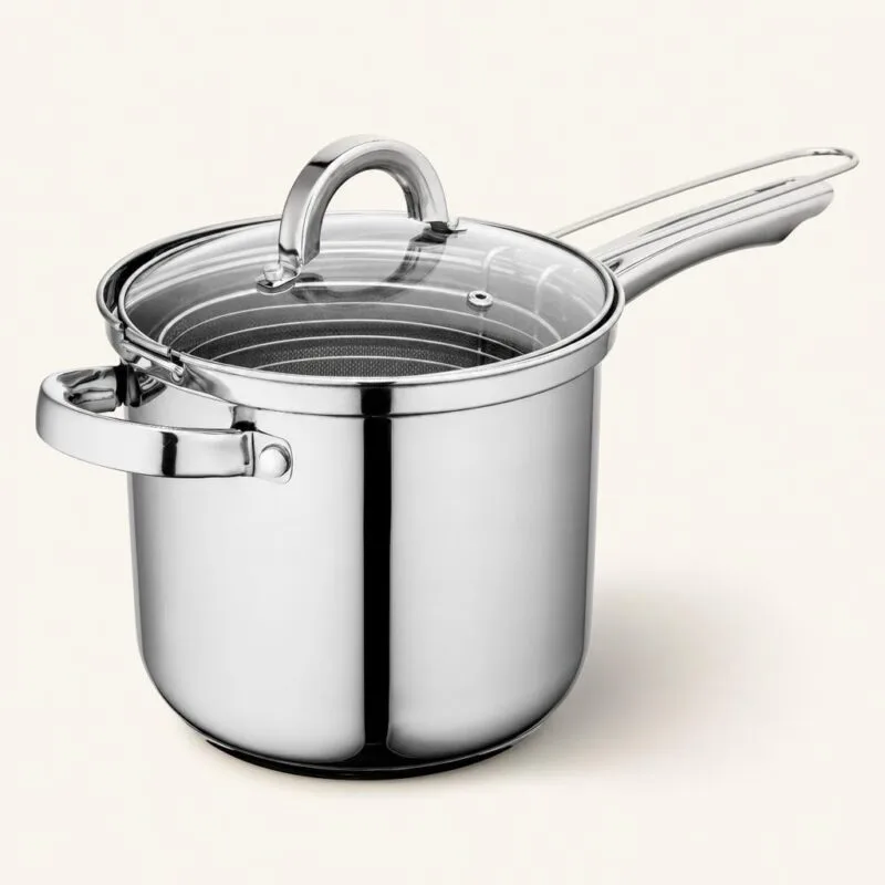 Garnek stalowy z koszykiem 18 cm srebrny