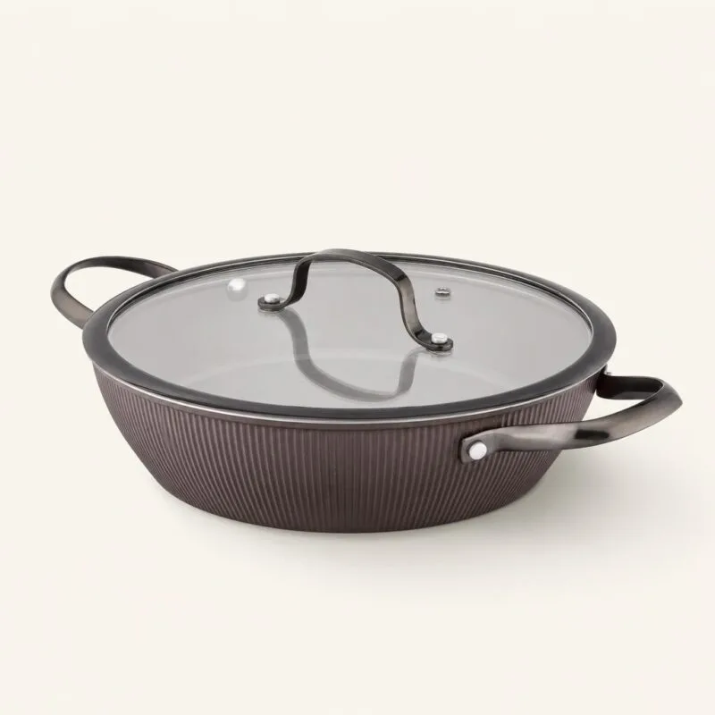 Rondel aluminiowy z pokrywką 28 cm brązowy