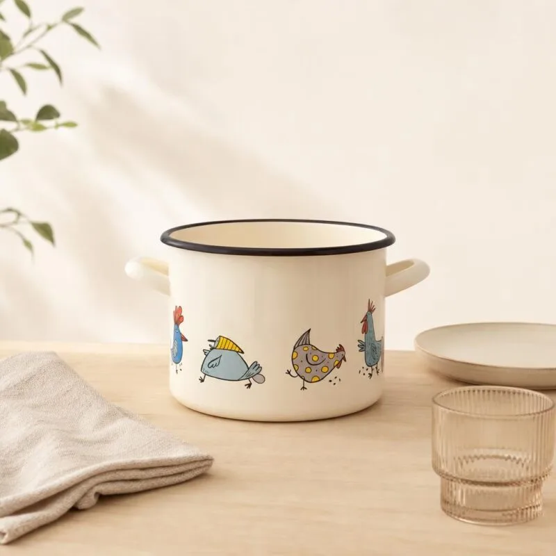Garnek emaliowany kremowy 4,4 l 20 cm kurki