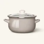 Garnek emaliowany z pokrywką 20 cm taupe