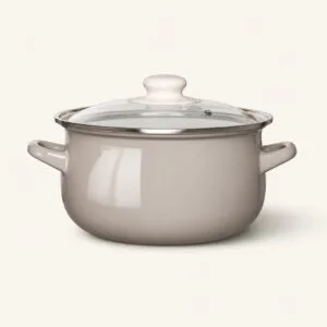 Garnek emaliowany z pokrywką 20 cm taupe