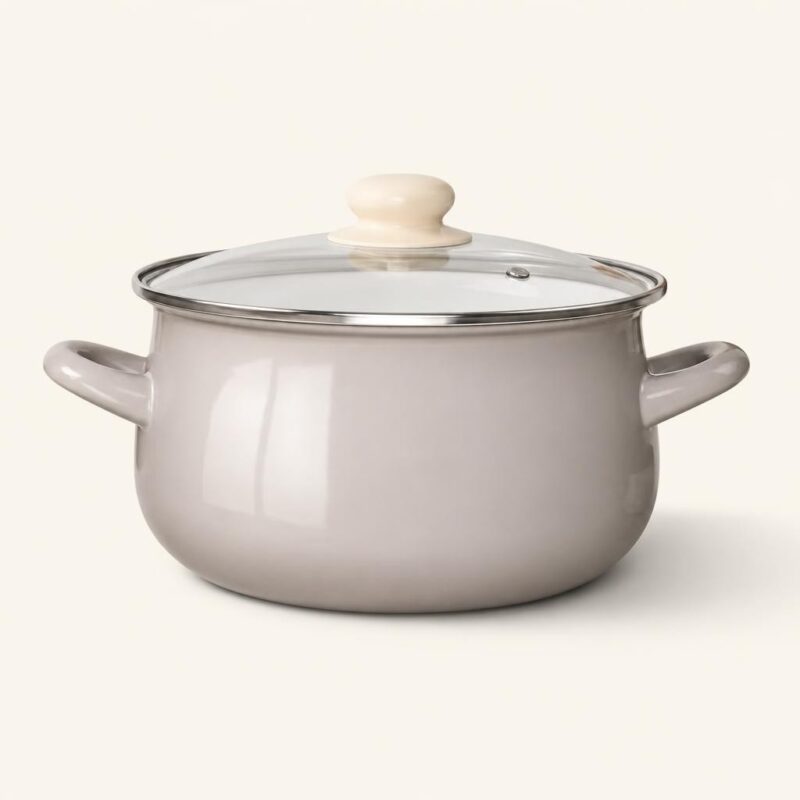 Garnek emaliowany z pokrywką 3,5 L taupe
