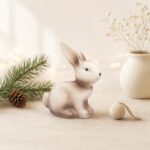 Figurka Zając ceramiczna 11 cm biało-brązowa