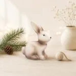 Figurka Zając ceramiczna 11 cm biało-brązowa