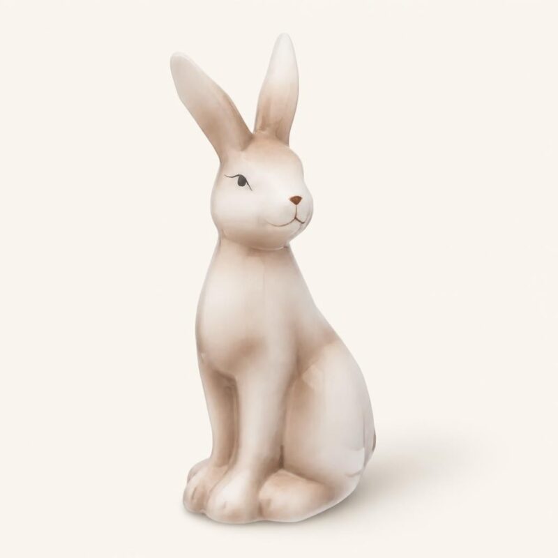 Figurka Zając ceramiczna 18 cm biało-brązowa