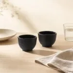 Żeliwne czarki do herbaty czarne 2 szt 150 ml
