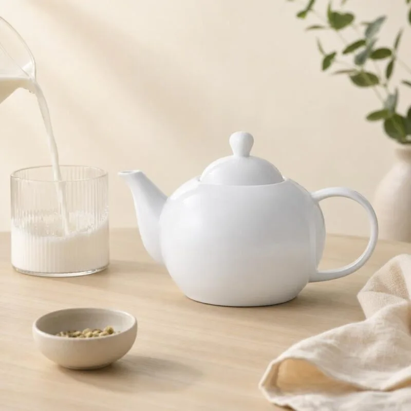 Dzbanek ceramiczny z zaparzaczem 1 L biały