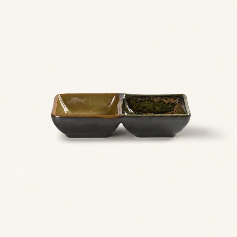 Miseczka ceramiczna podwójna 14 cm brązowo-zielona