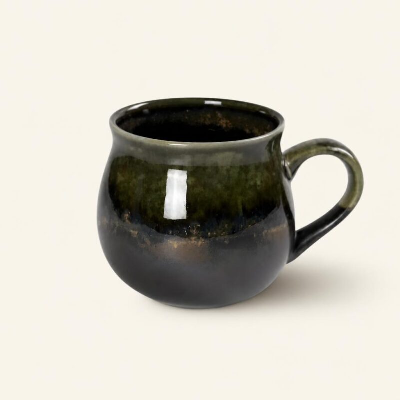 Kubek ceramiczny 8 cm brązowo-zielony