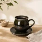 Kubek ceramiczny 8 cm brązowo-zielony