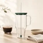 Kubek szklany ze słomką 1,1 L