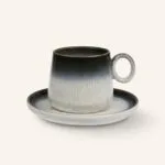 Filiżanka ceramiczna ze spodkiem 250 ml grafitowo-biała