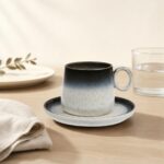 Filiżanka ceramiczna ze spodkiem 250 ml grafitowo-biała