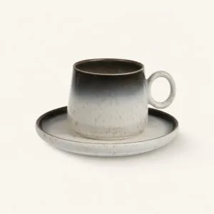 Filiżanka ceramiczna ze spodkiem 120 ml grafitowa