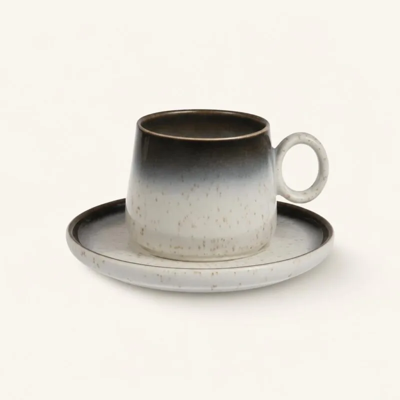 Filiżanka ceramiczna ze spodkiem 120 ml grafitowa