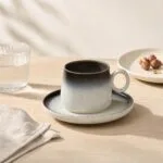 Filiżanka ceramiczna ze spodkiem 120 ml grafitowa
