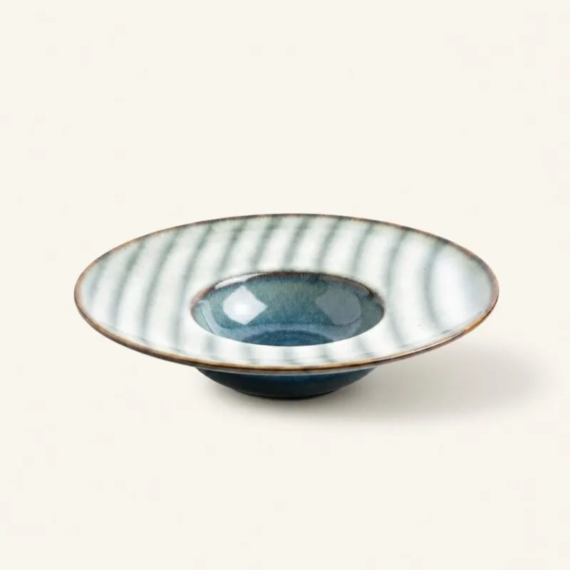 Talerz do makaronu ceramiczny 28 cm granatowo-szary