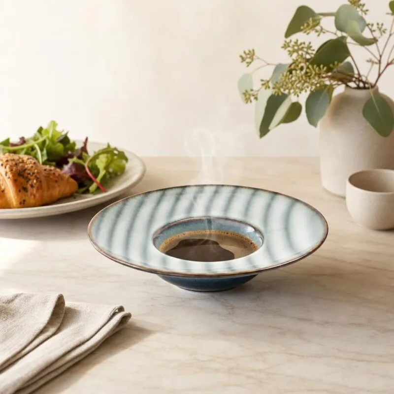 Talerz do makaronu ceramiczny 28 cm granatowo-szary