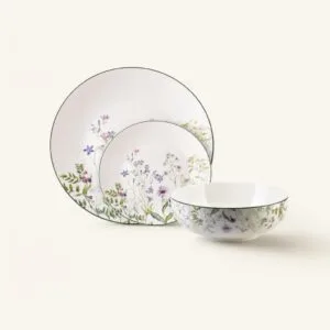 Serwis obiadowy porcelana 18 elementów zielony