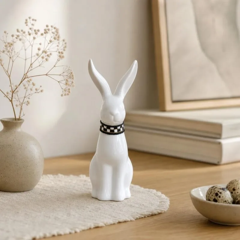 Figurka Zając ceramiczna 22,5 cm biała
