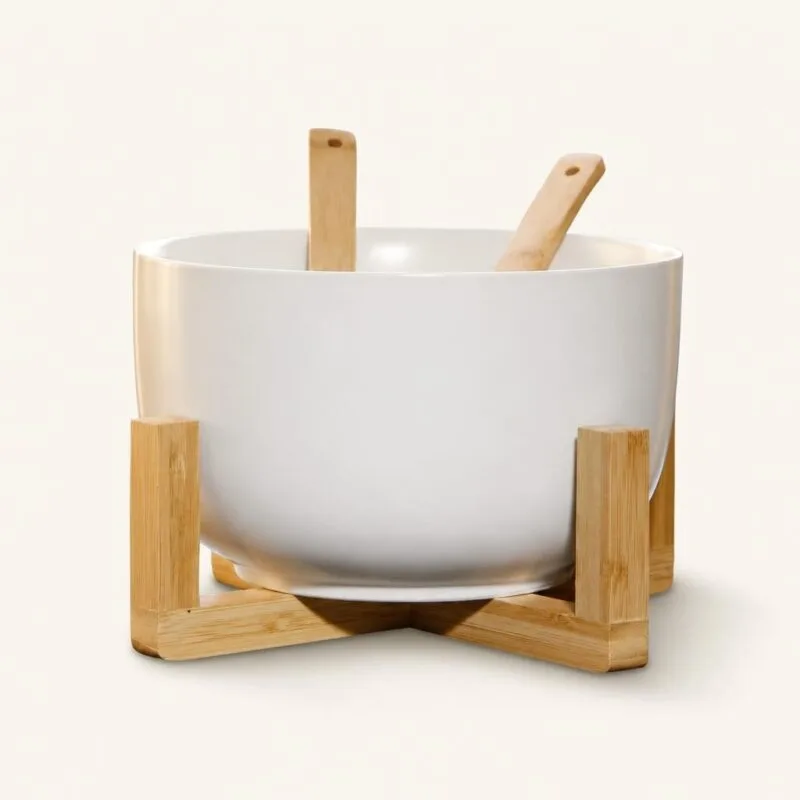 dz-graf-8712442697831-cream Miska na sałatkę na nóżce biała porcelanowa 4 el L