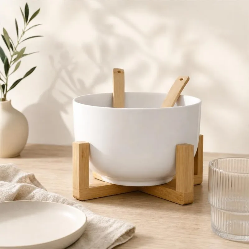 Miska na sałatkę na nóżce biała porcelanowa 4 el L