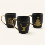 Kubek ceramiczny 300 ml czarno-złoty