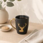 Kubek ceramiczny 300 ml czarno-złoty