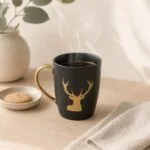 Kubek ceramiczny 300 ml czarno-złoty