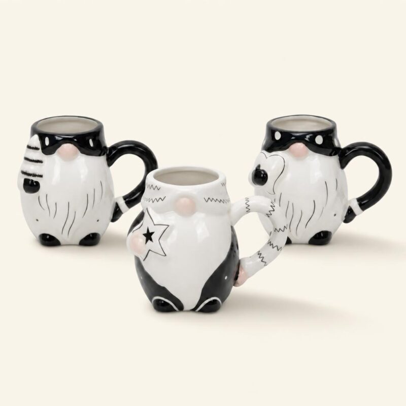 Kubek ceramiczny 500 ml Gnom czarno-biały