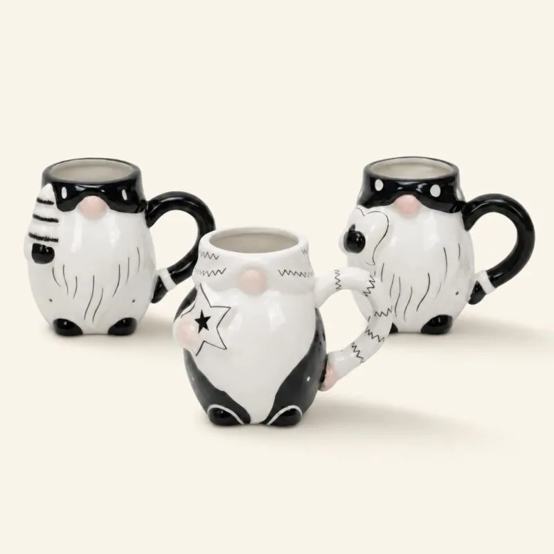 Kubek ceramiczny 500 ml Gnom czarno-biały
