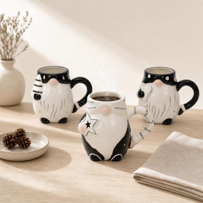 Kubek ceramiczny 500 ml Gnom czarno-biały