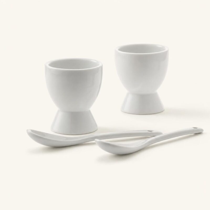 Kieliszki do jajek porcelanowe z łyżeczkami 2 szt.