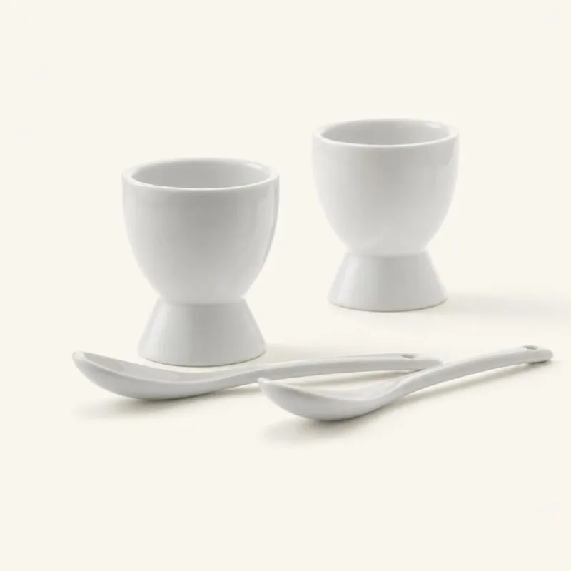 Kieliszki do jajek porcelanowe z łyżeczkami 2 szt.